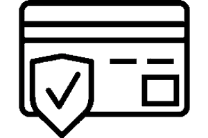 icône d'une carte bancaire avec un logo validé utilisée en pied de page