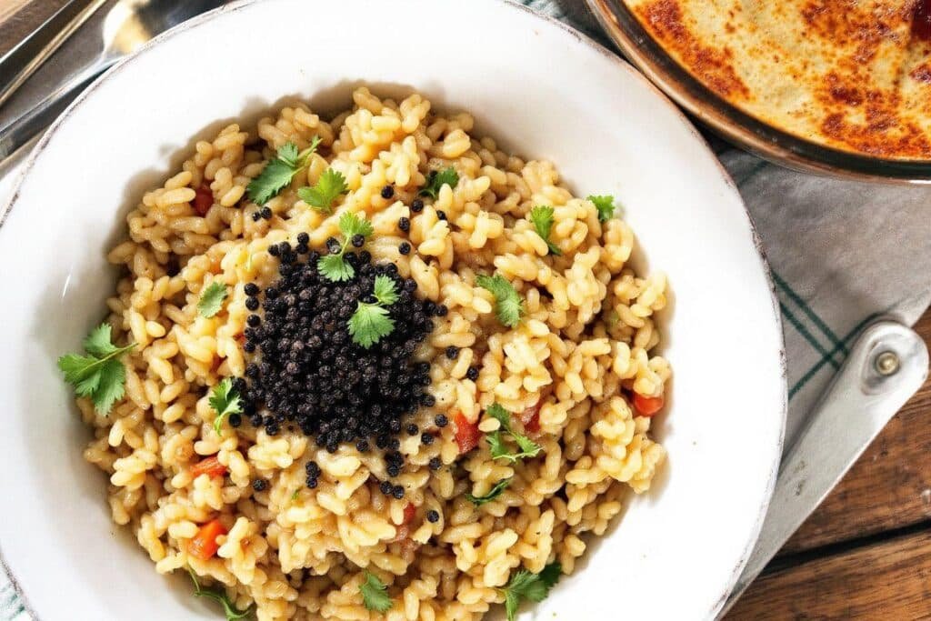 Recette de risotto crémeux au poivre noir de Kampot IGP : saveurs authentiques cambodgiennes