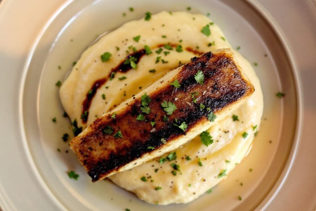 Recette de filet de bar rôti accompagné de purée de panais et sa sauce au poivre de Penja blanc IGP