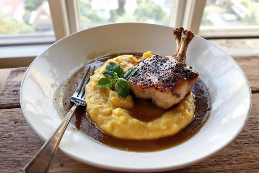 Magret de canard au poivre de Kampot : recette avec purée de patate douce et jus réduit au miel