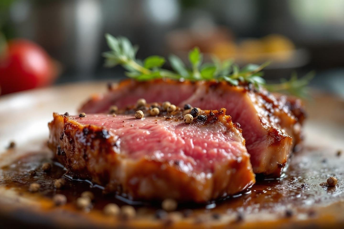 Magret de canard au poivre de Kampot : recette avec purée de patate douce et jus réduit au miel