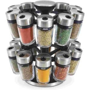 porte épices avec des pots en verre