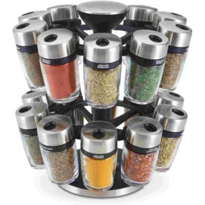 porte épices avec des pots en verre