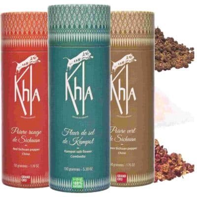 Coffret 2 Poivres de Sichuan  (50g) & Fleur de Sel de Kampot (150g)